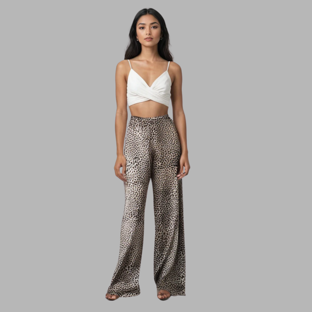 Rikke | Leopard Bredde Bukser